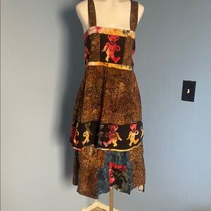 Handmade Hippie Patchwork Apron Top and Skirt Grateful Dead Bears Batik Tie Dye